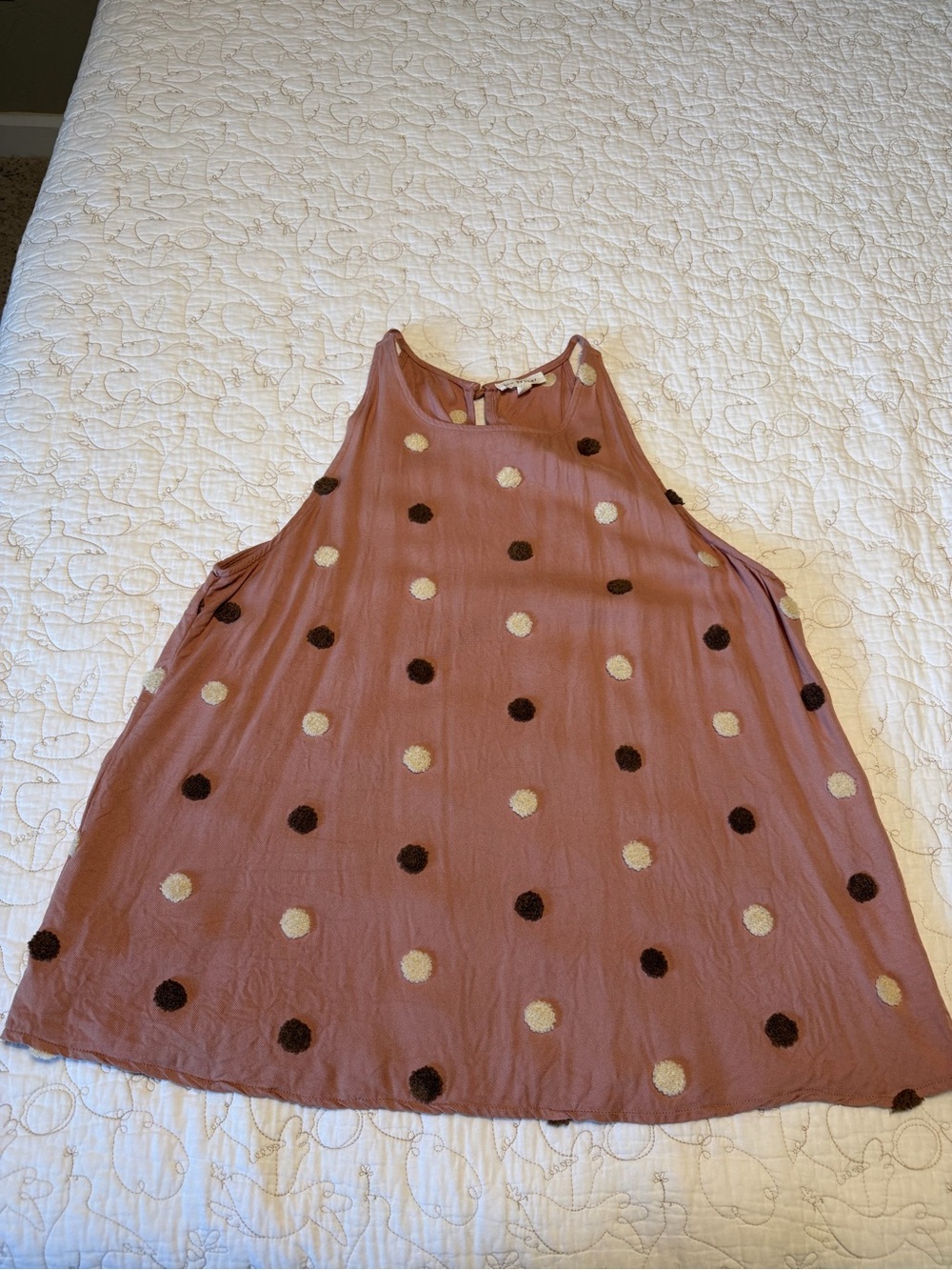 Women’s Mauveish with brown and tan Polka Dot Sleeveless Top